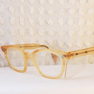 Antique Vintage Yellow Clear Safety Eyeglasses